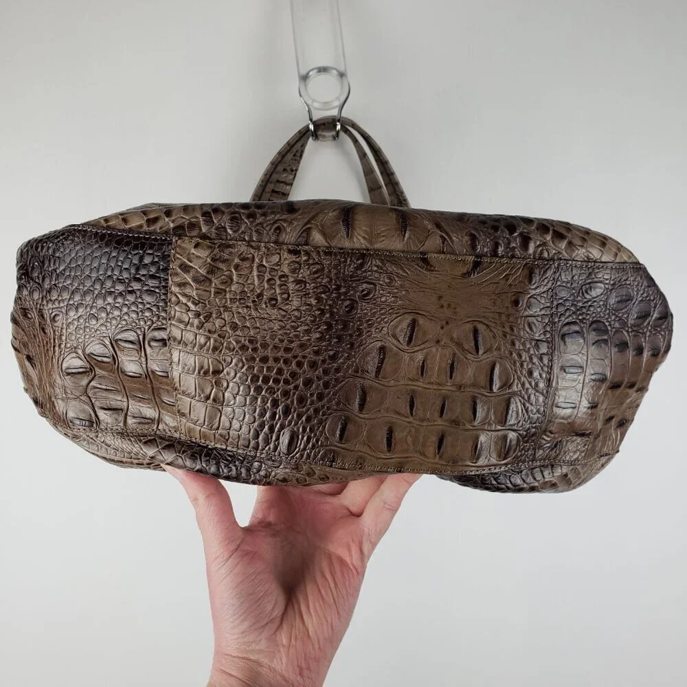 Brahmin Anne Bag Mocha Melbourne Croc Embossed Hobo Purse Handbag